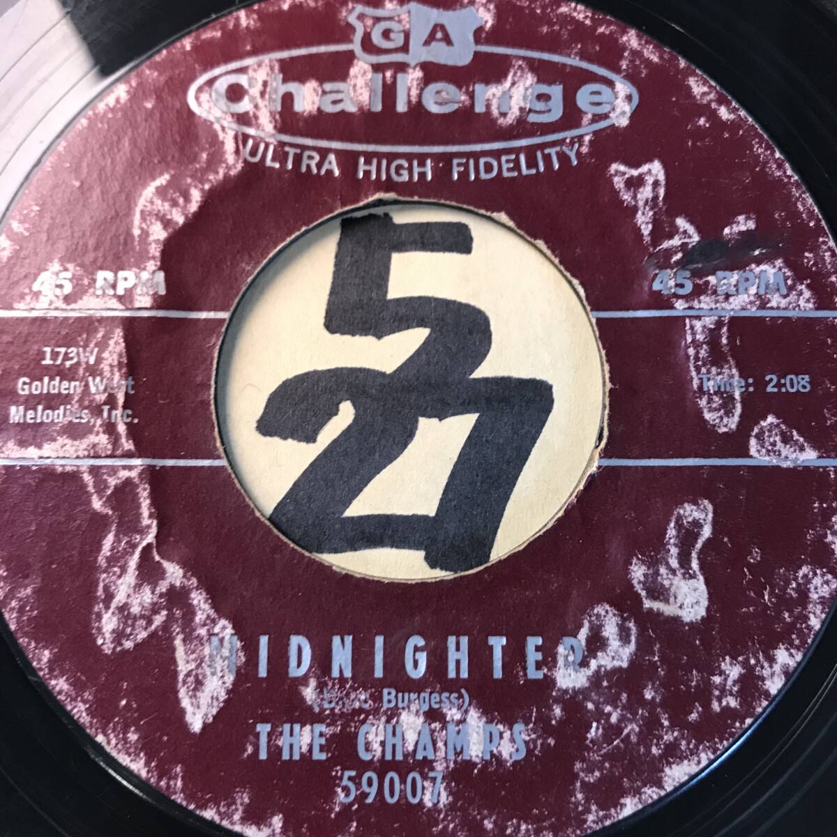 試聴 1958年インスト・ロック THE CHAMPS MIDNIGHTER 両面VG(+) SOUNDS VG++の画像1