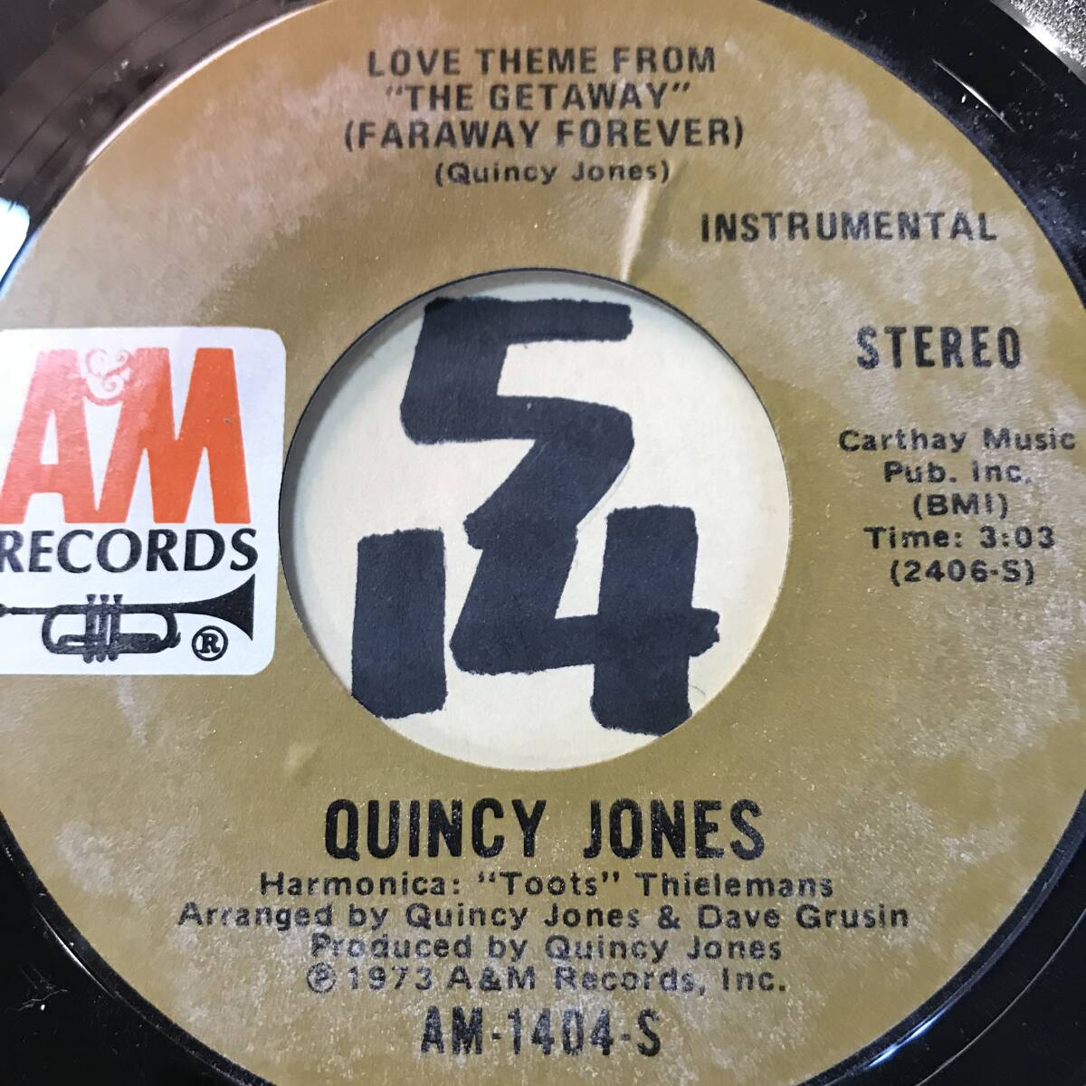 試聴 サントラ盤 QUINCY JONES THE LOVE THEME FROM THE GETAWAY VOCAL / INST 両面NM 1973 サム・ペキンパー/ヴァイオレンス・アクション_画像4