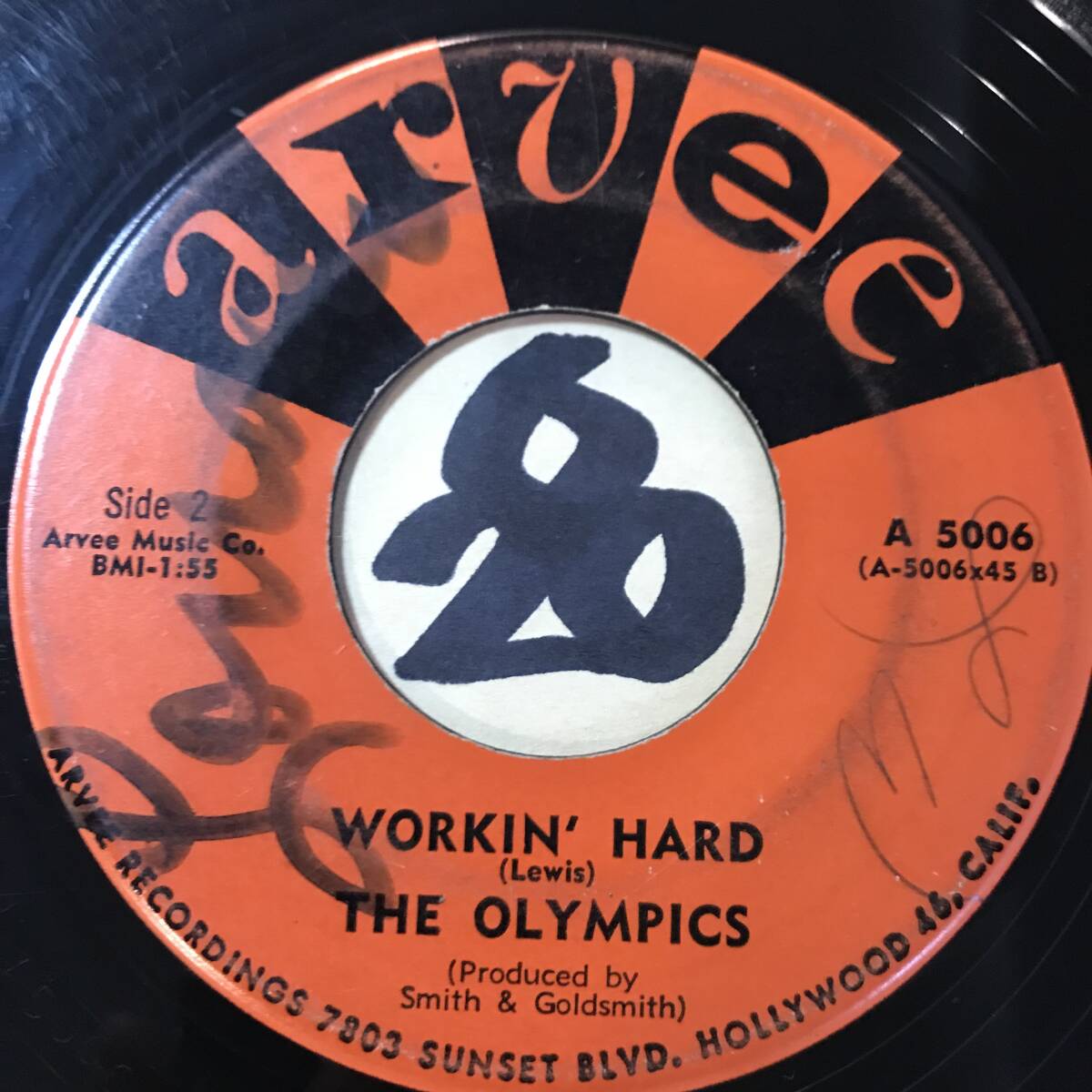 試聴 THE OLYMPICS SHIMMY LIKE KATE / WORKIN’ HARD 両面VG++ SOUNDS EX_画像2