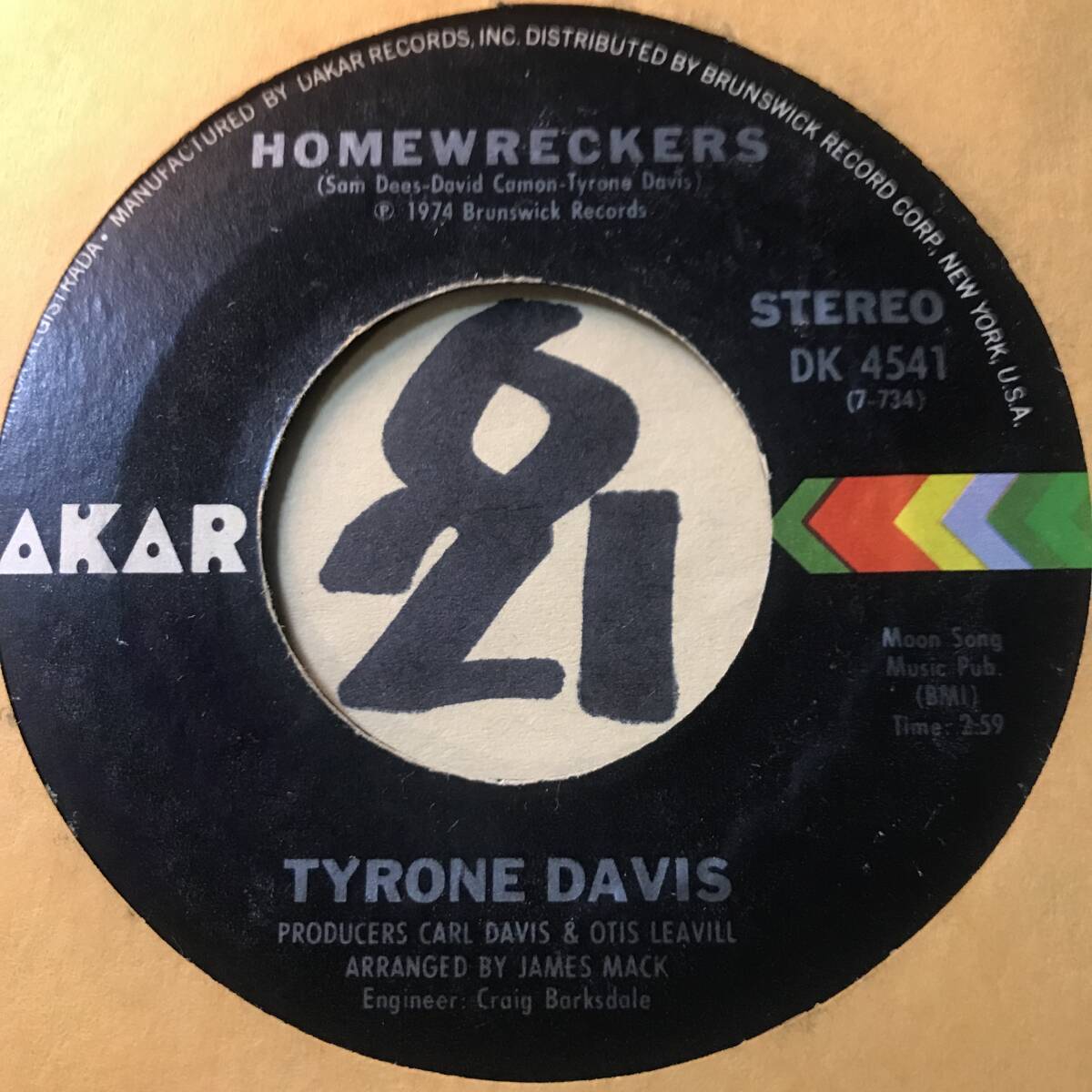 試聴 新品同様 TOM TOM/JAMES MACK編曲 TYRONE DAVIS HOMEWRECKERS / THIS TIME 1974の画像1
