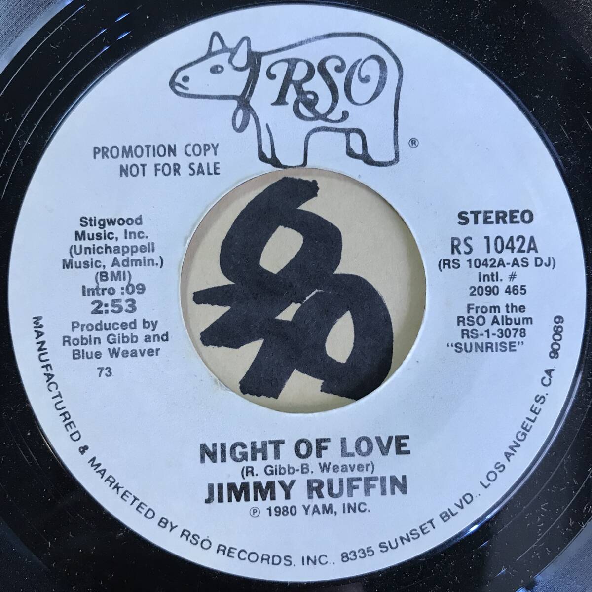 試聴 JIMMY RUFFIN NIGHT OF LOVE 新品未使用 バックはビージーズ BEE GEES 1980 の画像1