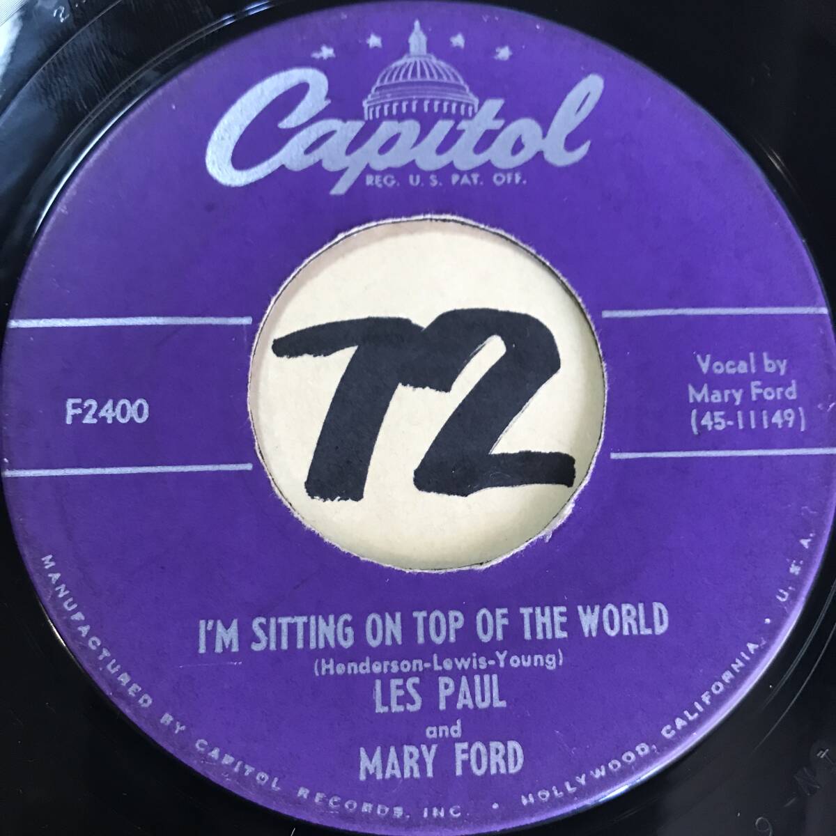試聴 1953 LES PAUL AND MARY FORD I’M SITTING ON TOP OF THE WORLD 両面VG++ SOUNDS EX の画像1
