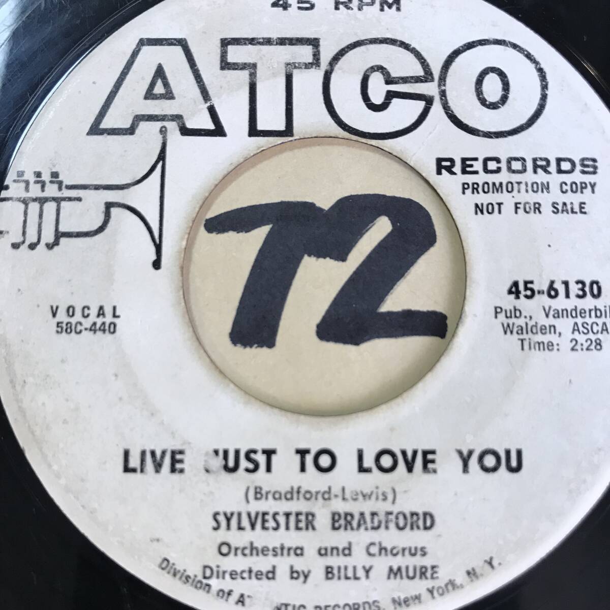 試聴 DOO-WOP/ROCK ’N ROLL 1958 SYLVESTER BRADFORD LIVE JUST TO LOVE YOU 両面VG(+) SOUNDS VG+ _画像1