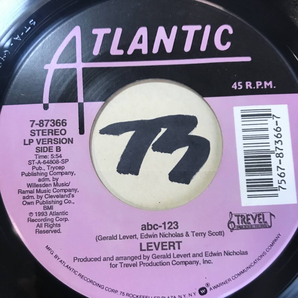 試聴 LEVERT abc-123 RADIO EDIT / LP VERSION 1993 両面EX+の画像2