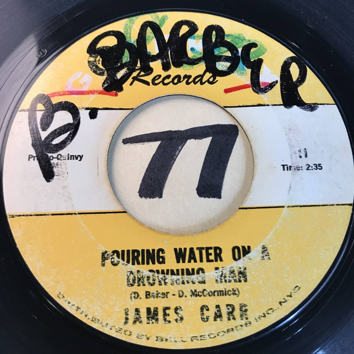 試聴 エルヴィス・コステロもカヴァー JAMES CARR POURRING WATER ON A DROWNING MAN 両面VG(+) SOUNDS VG+ 1966 の画像1