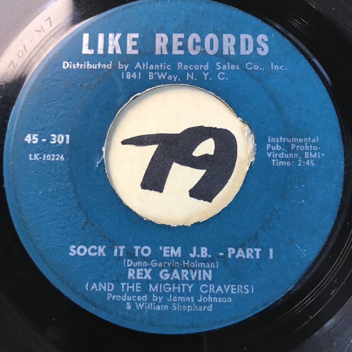 試聴 REX GARVIN AND THE MIGHTY CRAVERS SOCK IT TO ‘EM J.B. PT1 PT2 両面VG+ SOUNDS VG++ _画像1