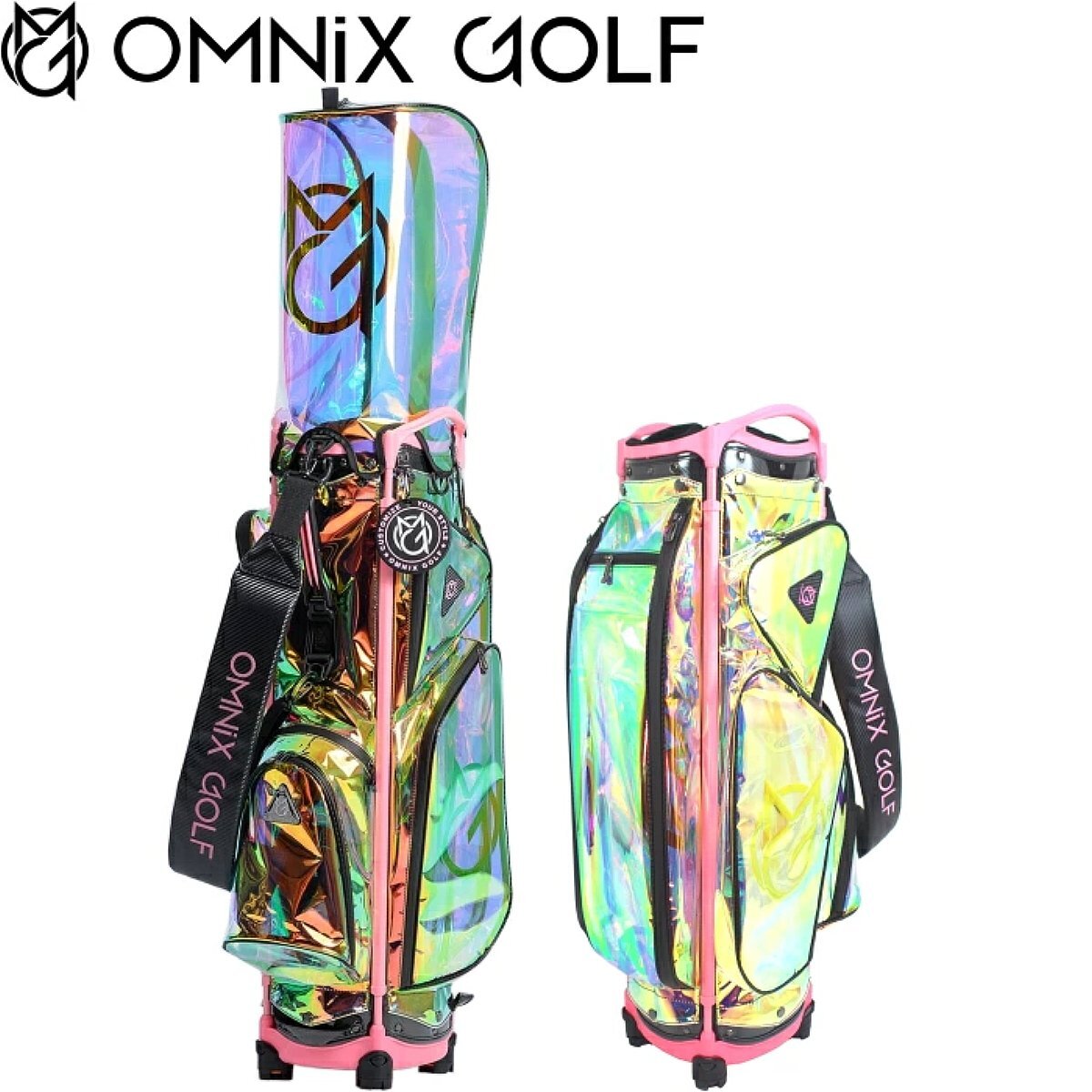 1円★OMNIX オムニクス Rainbow CADDIE BAG レインボー キャディバッグ（Rainbow-Pink）限定カラー 完成タイプ スケルトン仕上げ★の画像1