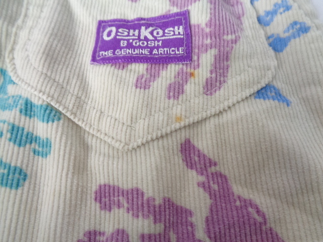 b324◆70s Osh Kosh B’GOSH USA製 コーデュロイキッズオーバーオール◆オシュコシュ ビゴッシュ サイズ5 白 手形 綿100％ 6D_画像5