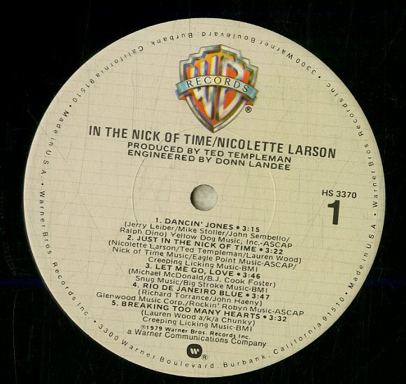 A00564985/LP/ニコレット・ラーソン(NICOLETTE LARSON)「In The Nick Of Time (1979年・HS-3370・カントリーロック)」の画像3