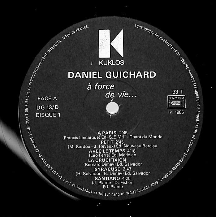A00563303/LP2枚組/ダニエル・ギシャール (DANIEL GUICHARD)「A Force De Vie ... (1985年・DG-13D・ヴォーカル・シャンソン)」_画像3