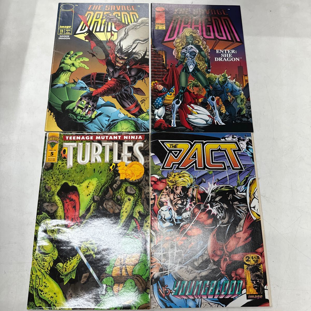 a0415-5.洋書 アメコミ TURTLES SAVAGE DRAGON 他 まとめ タートルズ image American comics SF 当時物 Collection の画像1