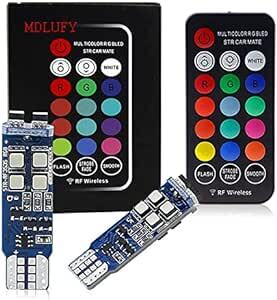 MDLUFY T10 LED バルブ レインボー クリアランスランプ W5W 3535 10SMD RGB t10 12V led_画像1