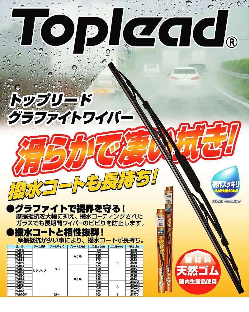 トヨタ パッソ セッテ TOPLEAD グラファイトワイパーブレード 助手席 TWB43 430mm M502E M512E H20.12 - H24.3 グラファイトラバー_画像3