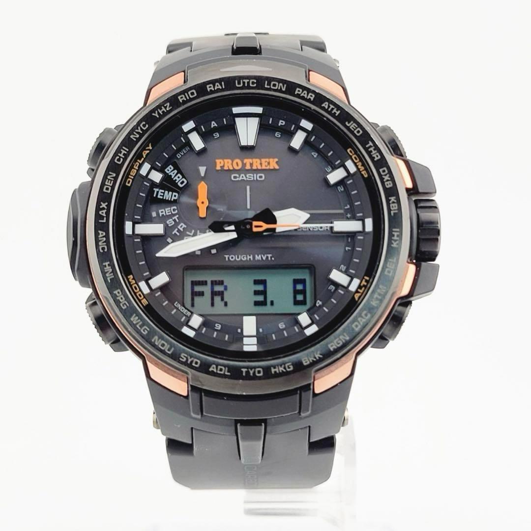 美品 CASIO PROTREK カシオ プロトレック PRW-6100Y-1JF ブラック オレンジ アナデジ タフソーラー 腕時計 メンズの画像1