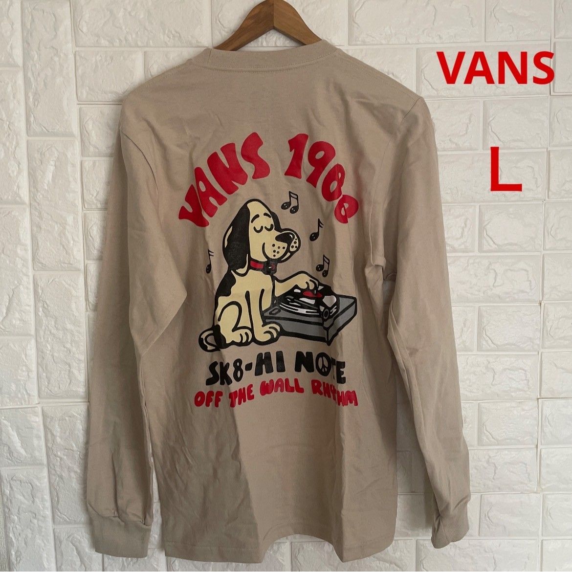 バンズ  VANS 1966　長袖シャツ ロンT ライトカーキ Ｌ 人気カラー 春夏 スケボー 犬好き DJ 新品 送料無料