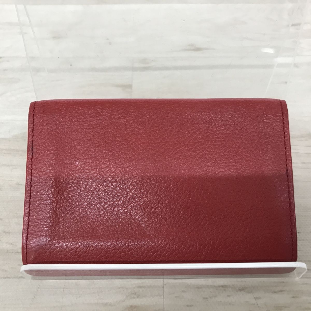 送料185円 イヴサンローラン YSL YVES SAINT LAURENT レザー カードケース 名刺入れ 赤 レッド系[C3950]_画像2