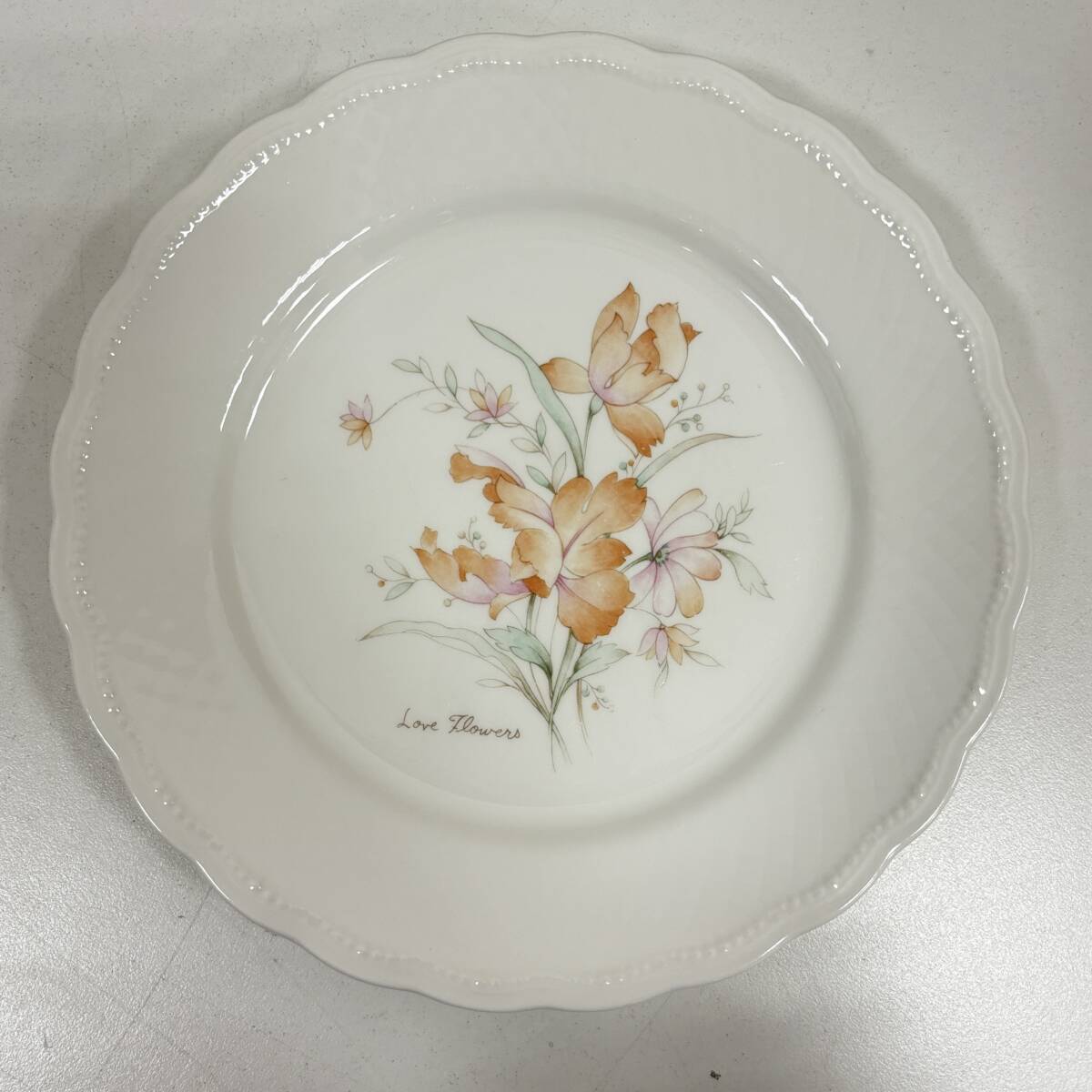 ■【Nitto/ニットー】JAPAN Pure & White 花柄 白 プレート 皿 直径約19cm 5枚セット★7164_画像6