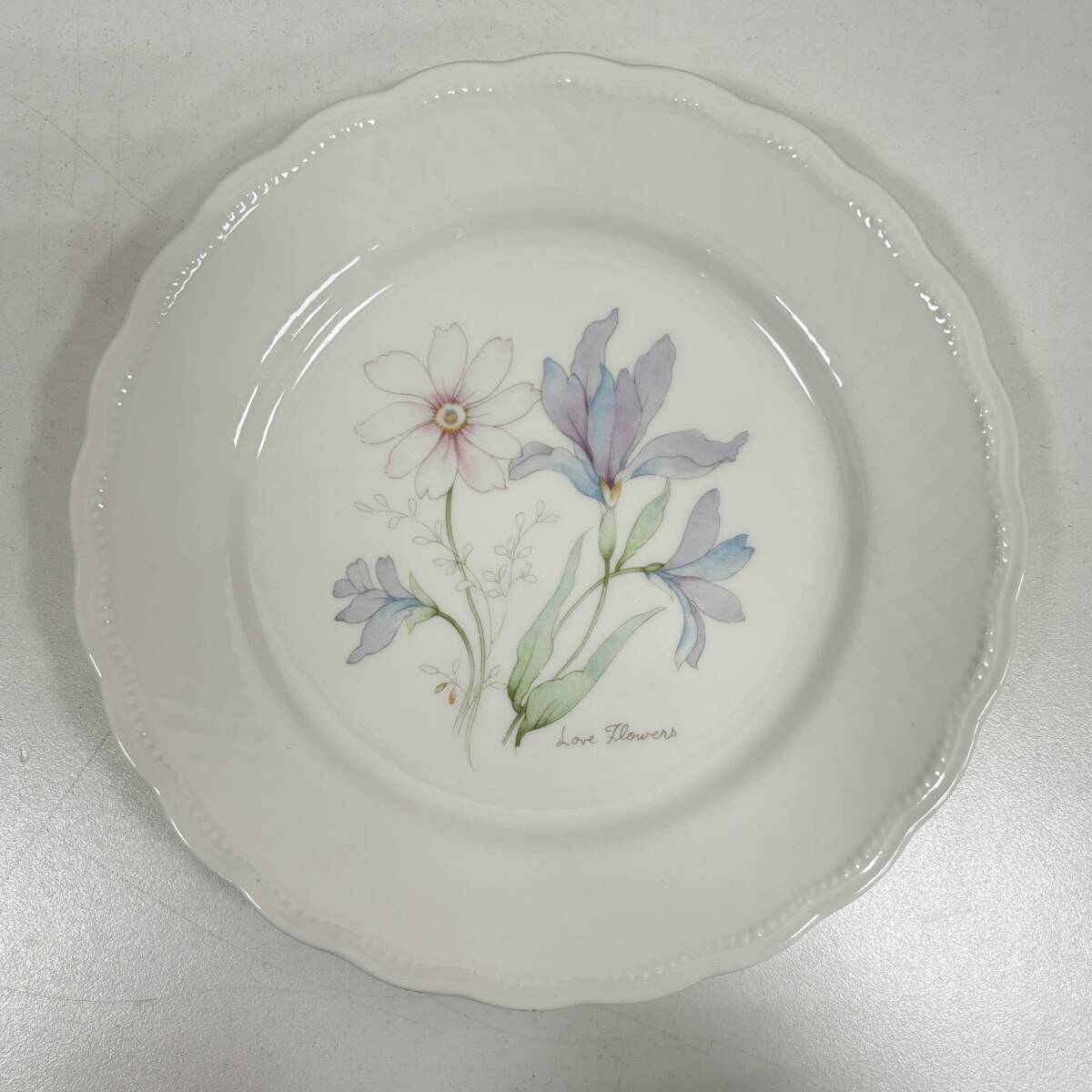 #[Nitto/ вязаный -]JAPAN Pure & White цветочный принт белый plate тарелка диаметр примерно 19cm 5 шт. комплект *7164