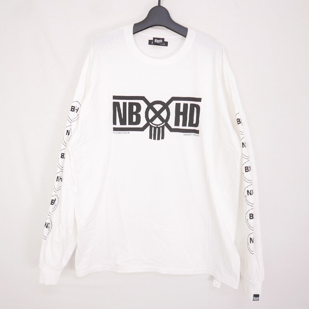 BOUNTY HUNTER NEIGHBORHOOD バウンティハンター ネイバーフッド コラボ ロゴ プリント コットン長袖 Tシャツ ロンT WHITE XLの画像1