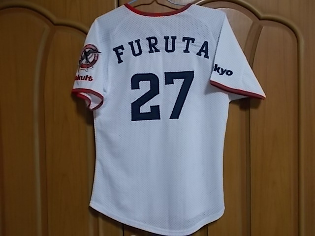 【正規品・古着】ヤクルトスワローズ （H）ユニフォーム 古田敦也＃27 Jr Size-M プロ野球 刺繍の画像1