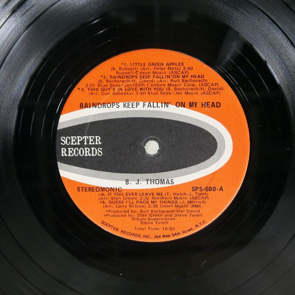 米 B.J. THOMAS/RAINDROPS KEEP FALLIN’ ON MY HEAD/SCEPTER SPS580 LPの画像2