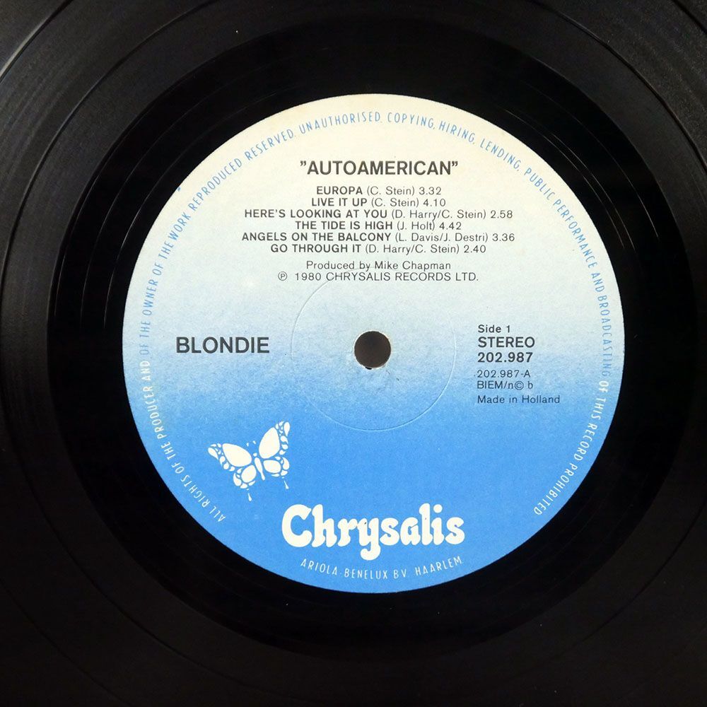 BLONDIE/AUTOAMERICAN/CHRYSALIS 202987 LPの画像2