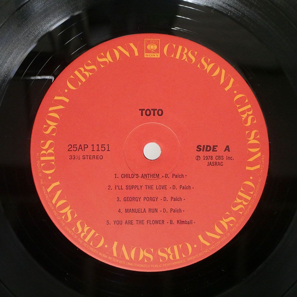 TOTO/宇宙の騎士/CBS SONY 25AP1151 LP_画像2