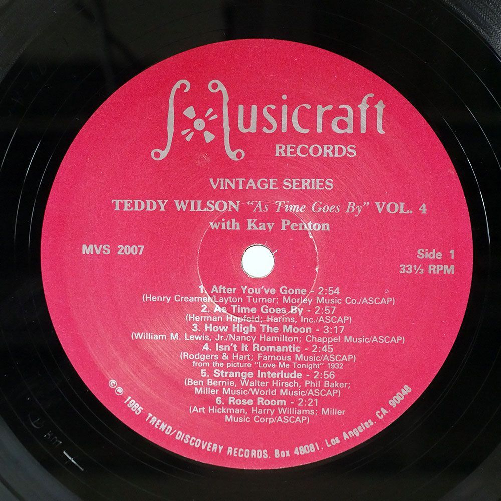 TEDDY WILSON/AS TIME GOES BY/MUSICRAFT MVS2007 LPの画像2