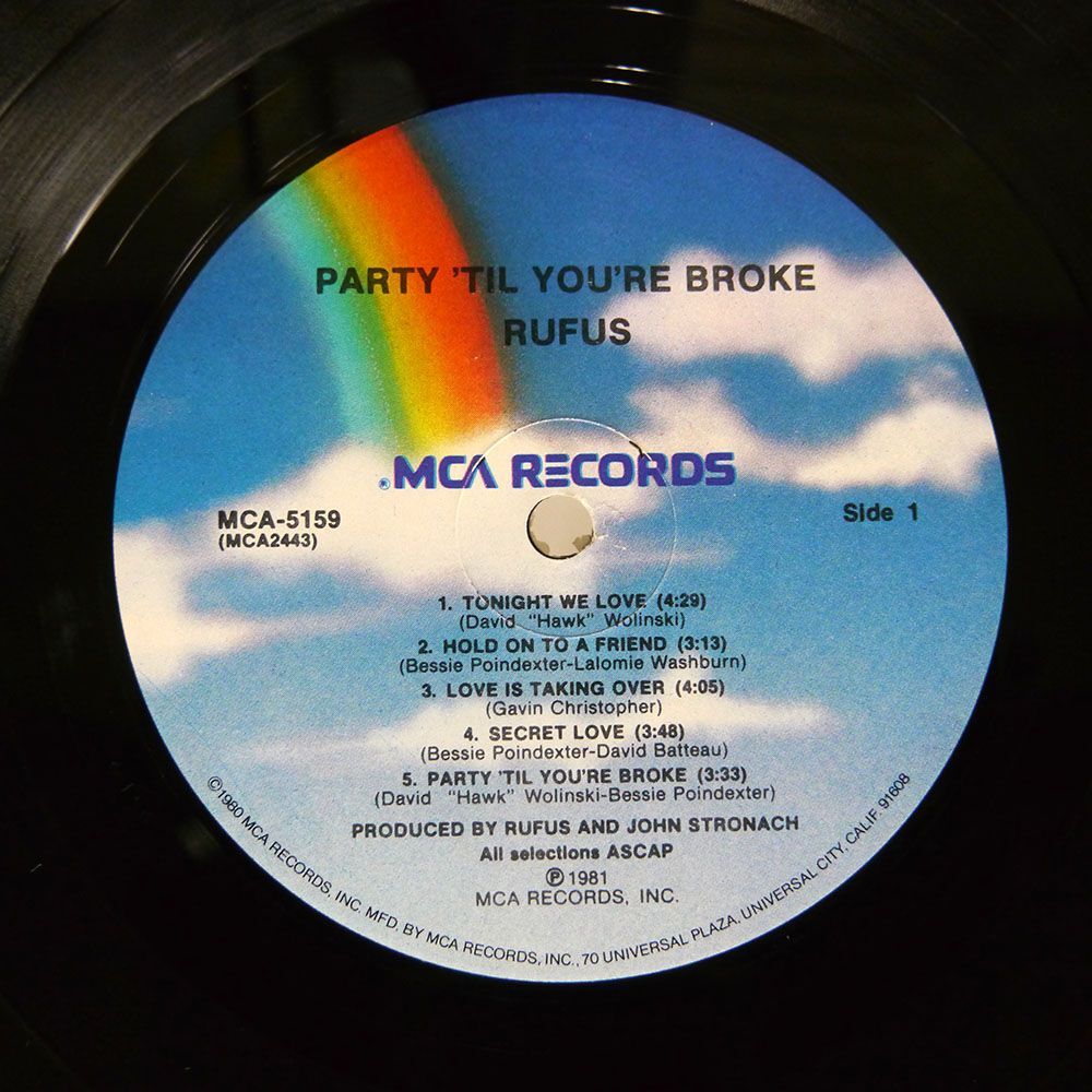 米 RUFUS/PARTY ’TIL YOU’RE BROKE/MCA MCA5159 LPの画像2