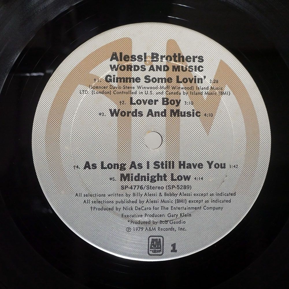 米 ALESSI/WORDS AND MUSIC/A&M SP4776 LPの画像2