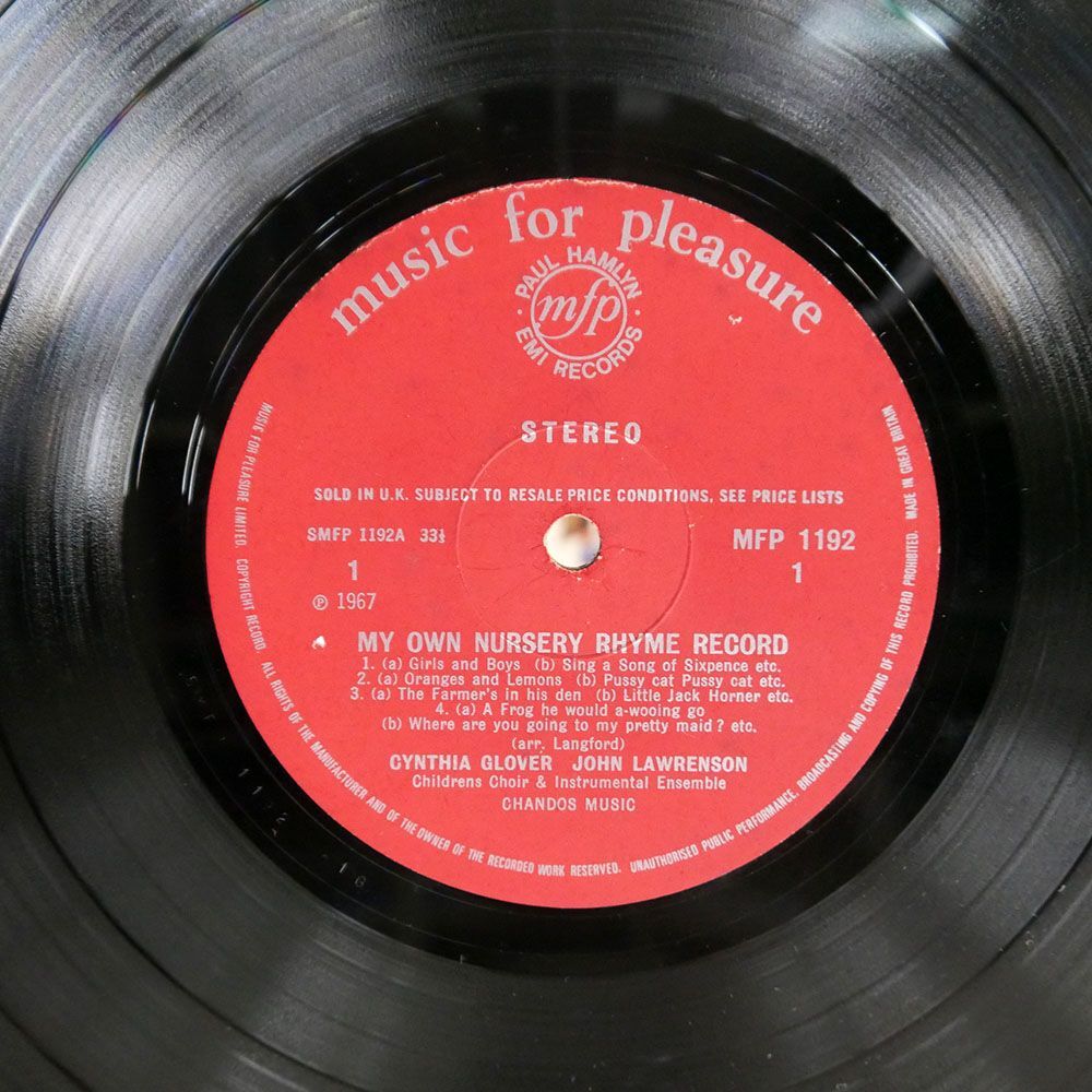 CYNTHIA GLOVER/MY OWN NURSERY RHYME RECORD/MUSIC FOR PLEASURE MFP1192 LPの画像2