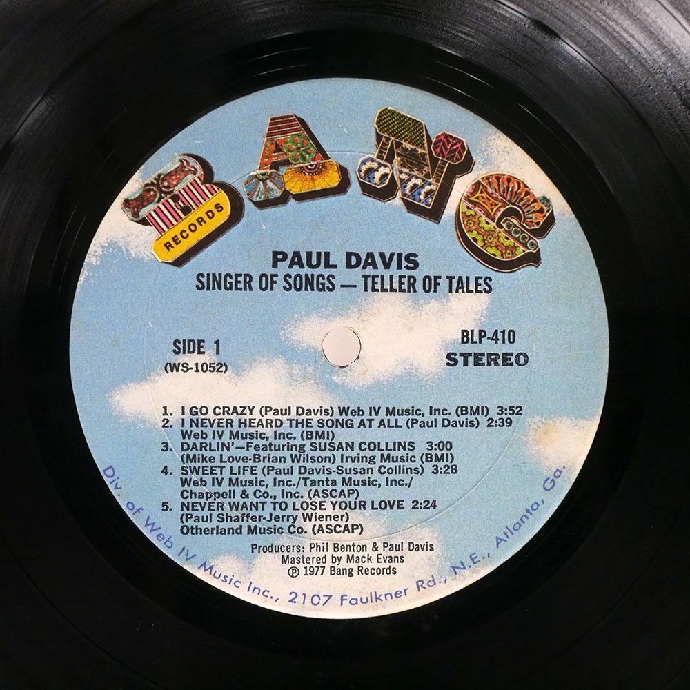 米 PAUL DAVIS/SINGER OF SONGS-TELLER OF TALES/BANG BLP410 LPの画像2