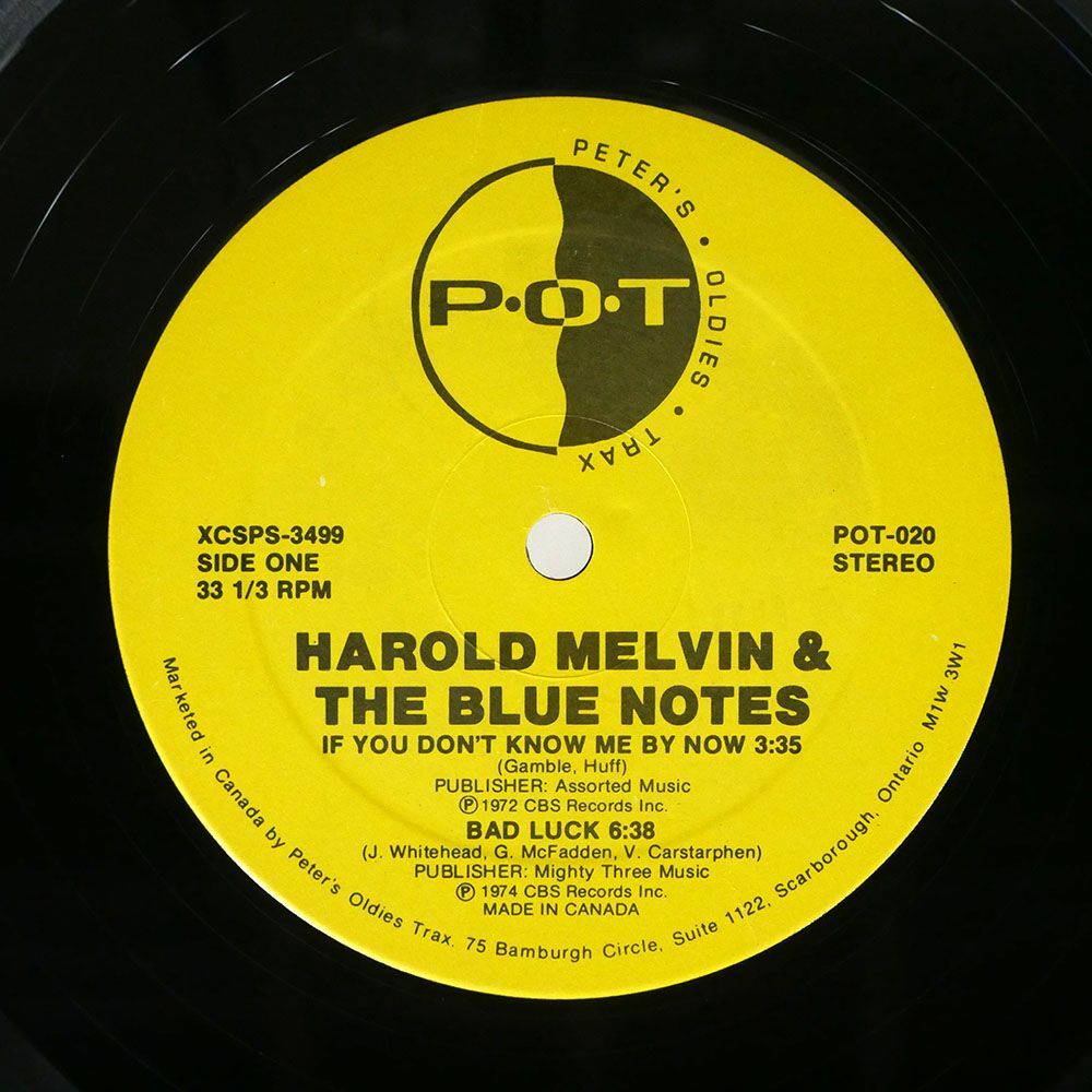 HAROLD MELVIN AND THE BLUE NOTES/IF YOU DON’T KNOW ME BY NOW BAD LUCK THE LOVE I LOST/PETER’S OLDIES TRAX POT020 12の画像1