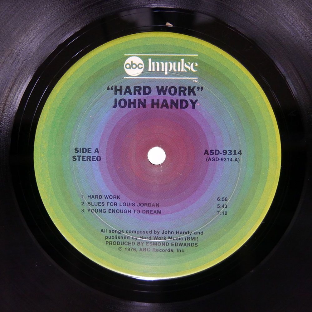 米 JOHN HANDY/HARD WORK/IMPULSE ASD9314 LPの画像2