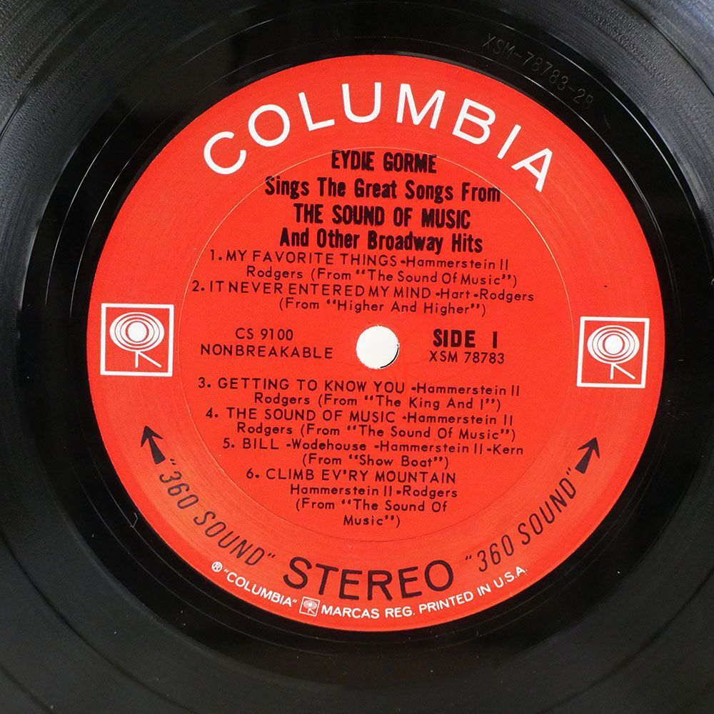 米 EYDIE GORM/SINGS GREAT SONGS FROM SOUND OF MUSIC/COLUMBIA CS9100 LP_画像2