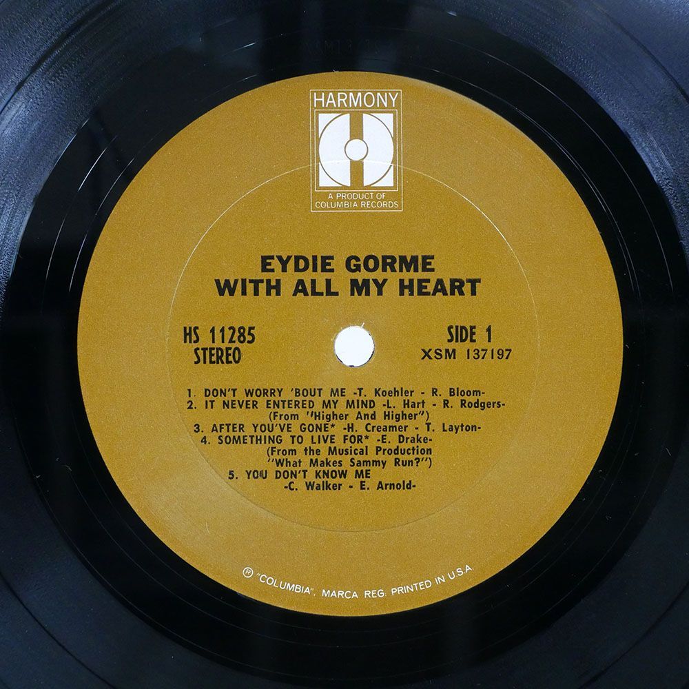 米 EYDIE GORM/WITH ALL MY HEART/HARMONY HS11285 LPの画像2