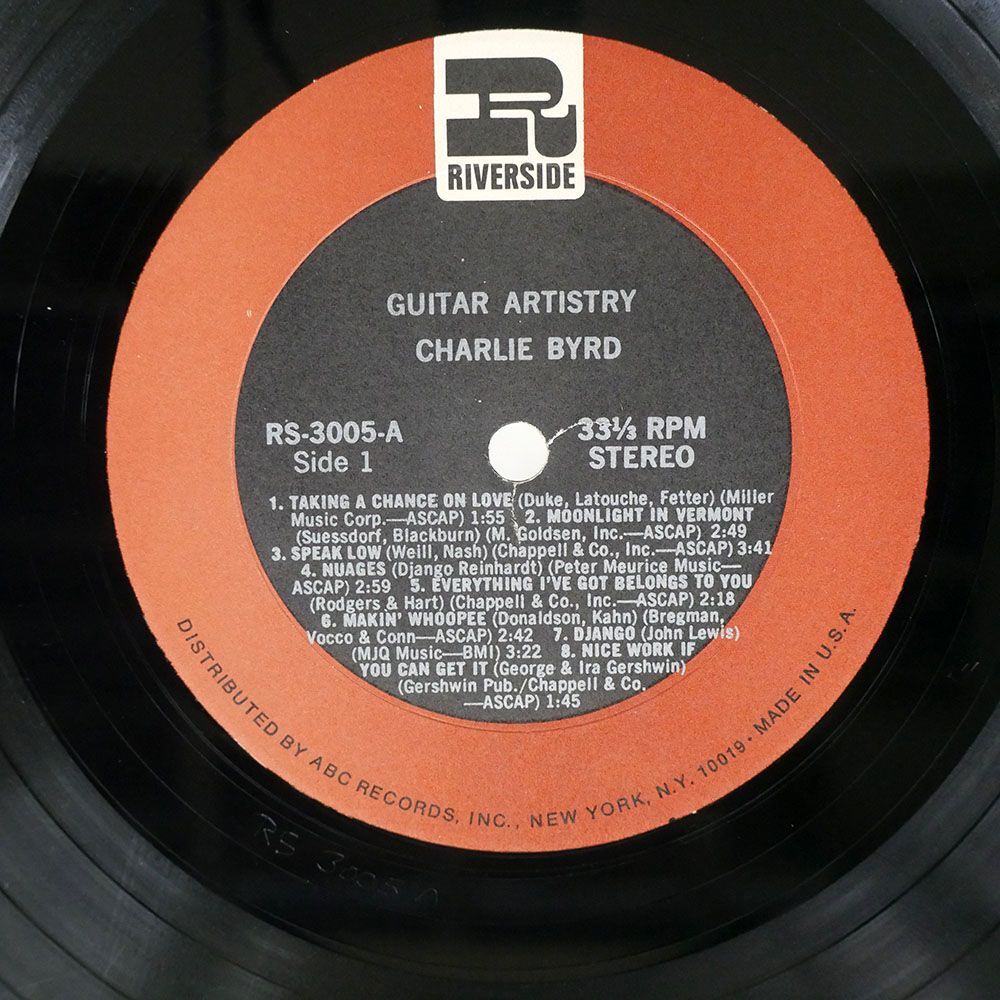米 CHARLIE BYRD/GUITAR ARTISTRY/RIVERSIDE RS3005 LPの画像2