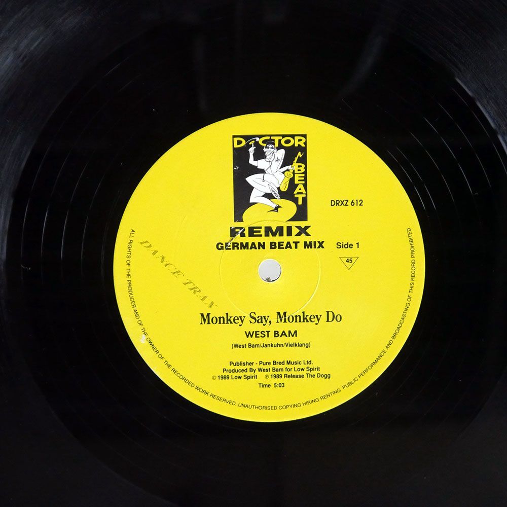 WESTBAM/MONKEY SAY, MONKEY DO REMIX/DANCE TRAX DRXZ 612 12の画像2