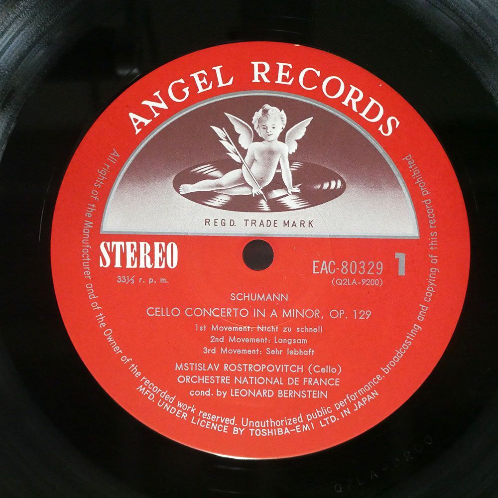 ロストロポーヴィチ, バーンスタイン/シューマン：チェロ協奏曲/ANGEL EAC80329 LPの画像2