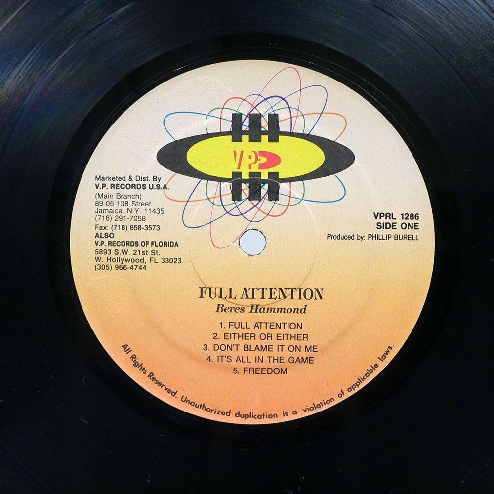 米 BERES HAMMOND/FULL ATTENTION/VP VPRL1286 LPの画像2