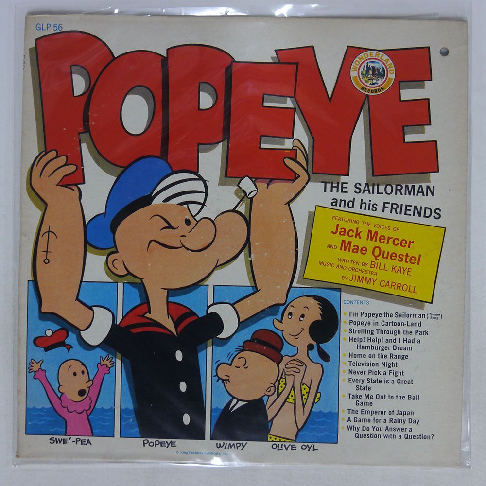 米 JIMMY CARROLL AND HIS ORCHESTRA/POPEYE/WONDERLAND GLP56 LPの画像1