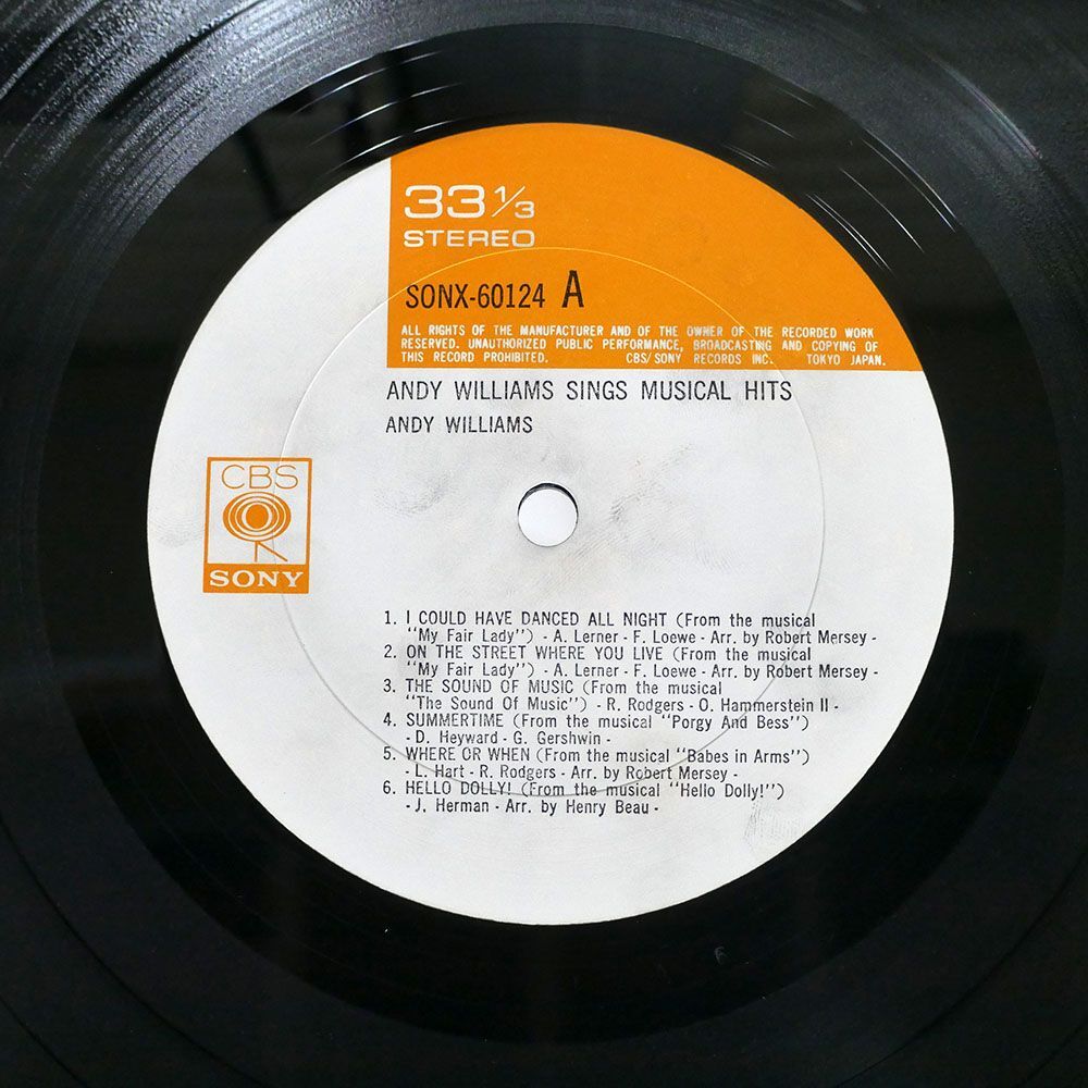 アンディ・ウィリアムス/SING MUSICAL HITS/CBS SONX60124 LP_画像2