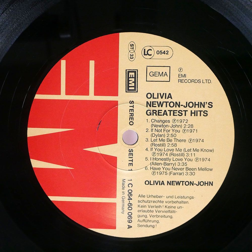 独 OLIVIA NEWTON JOHN/S GREATEST HITS/EMI 1C06460069 LP_画像2