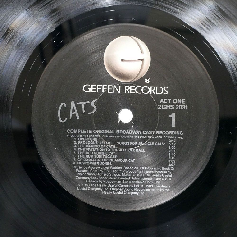 米 OST (ANDREW LLOYD WEBBER)/CATS: COMPLETE ORIGINAL BROADWAY CAST RECORDING/GEFFEN 2GHS2031 LPの画像2