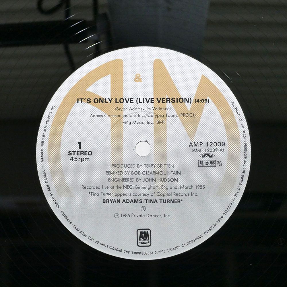 ブライアン・アダムス/イッツ・オンリー・ラヴ/A&M AMP12009 12の画像2