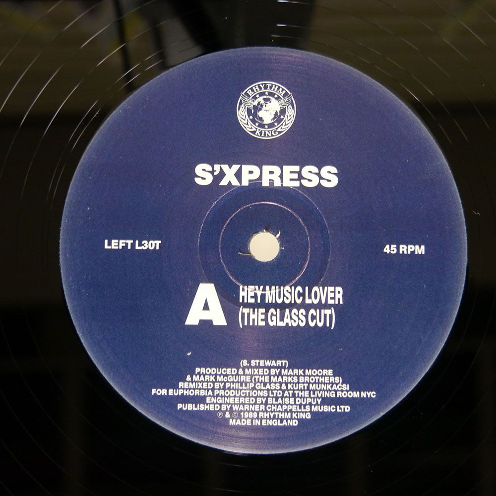 英 S’EXPRESS/HEY MUSIC LOVER (THE GLASS CUT & RED GIANT MIX)/RHYTHM KING LEFTL30T 12の画像2