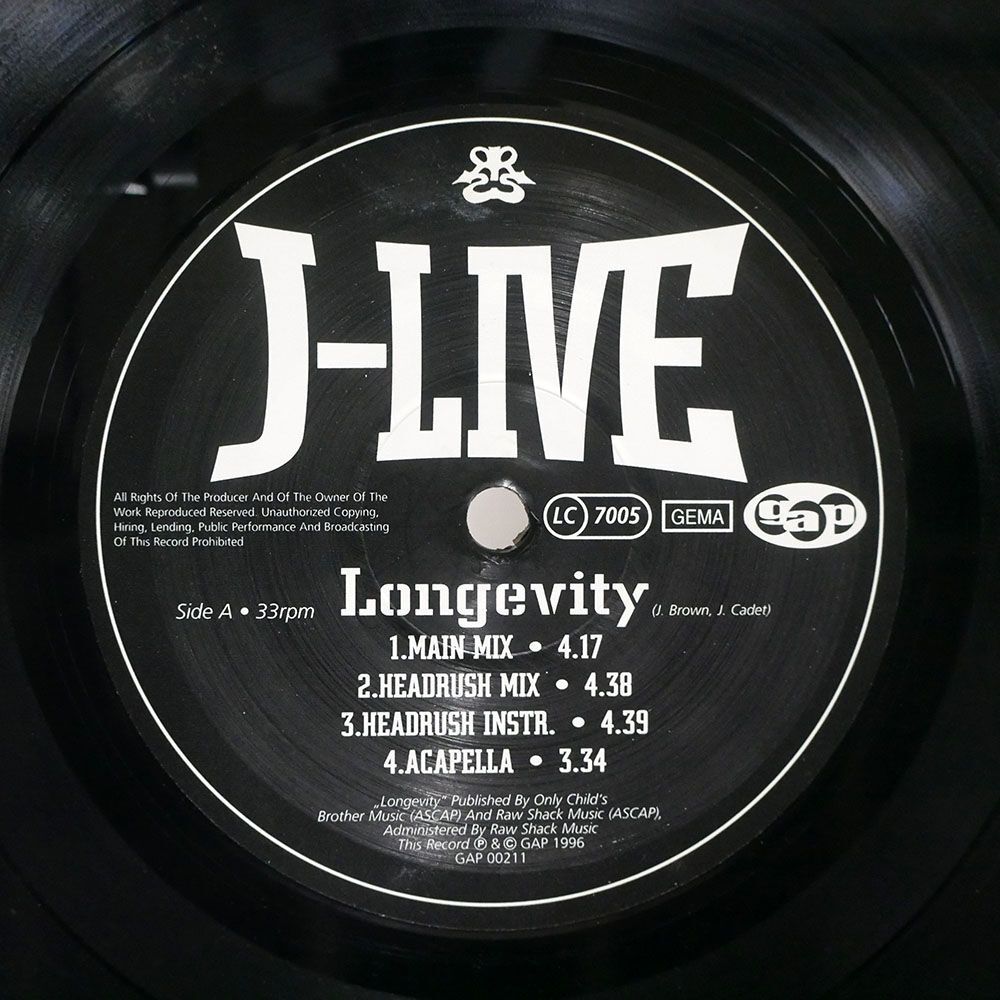 J-LIVE/LONGEVITY/GROOVE ATTACK PRODUCTIONS GAP00211 12の画像2