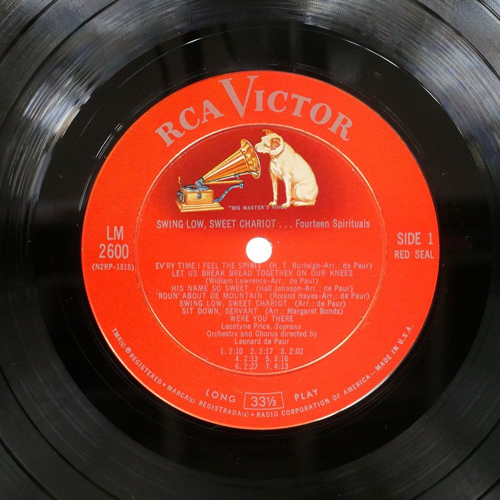 米 LEONTYNE PRICE/SWING LOW, SWEET CHARIOT/RCA VICTOR RED SEAL LMLSC2600 LPの画像2