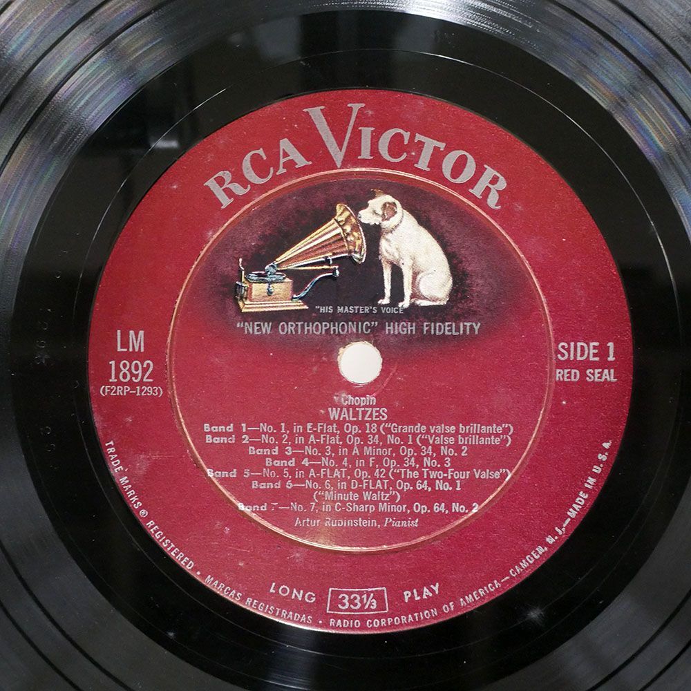 米 ルービンシュタイン/ショパン ワルツ集/RCA VICTOR LM1892 LPの画像2