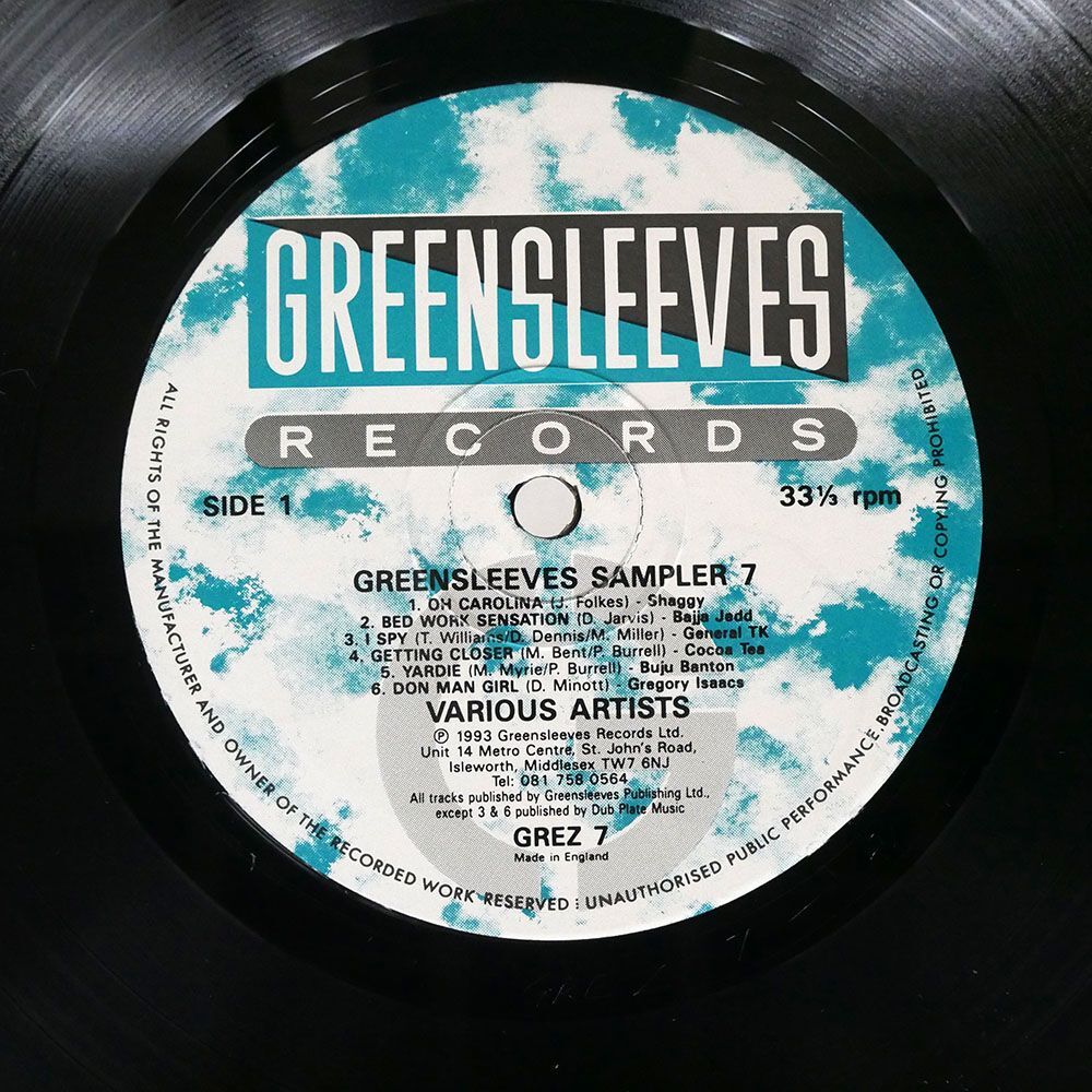 VA/GREENSLEEVES SAMPLER 7/GREENSLEEVES GREZ7 LPの画像2
